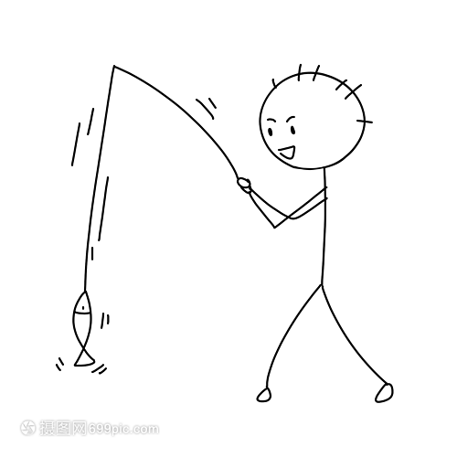 钓鱼的小人简笔画